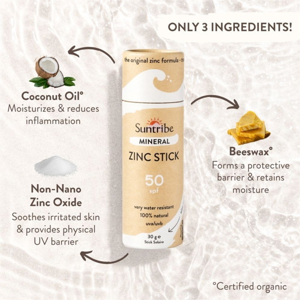 2026 Suntribe Bio-Mineralzink-Sonnenschutz-Stick SPF 50 STZS - White